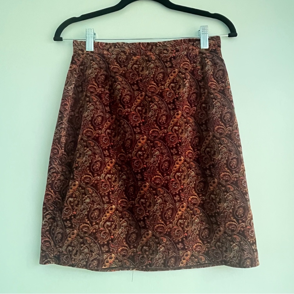 vintage velvet paisley a line mini skirt